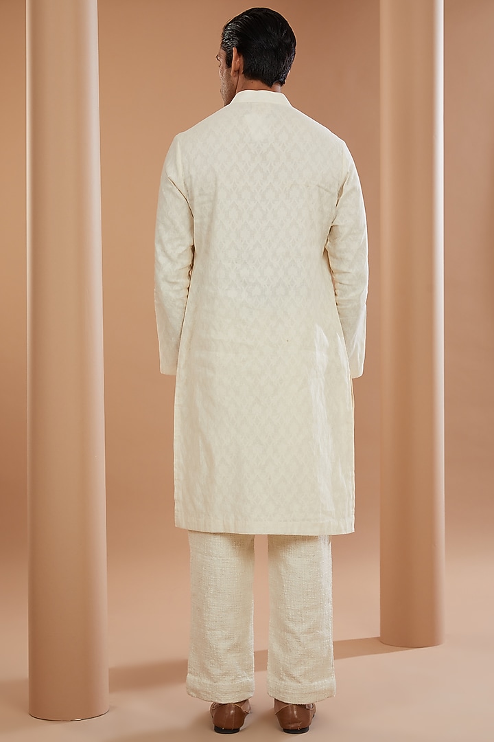 Ivory Khadi Chanderi Wedding Indowestern Set by SANCHIT SHARMA at Pernia's Pop Up Shop