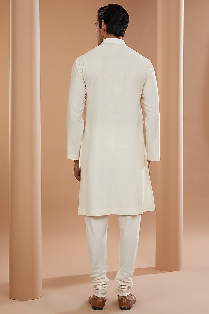Beige Raw Silk Groom Sherwani Set by SANCHIT SHARMA at Pernia's Pop Up Shop