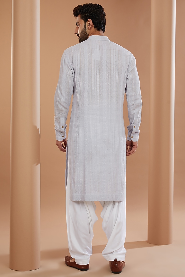 Ice Blue Khadi Chanderi Wedding Indowestern Set by SANCHIT SHARMA at Pernia's Pop Up Shop