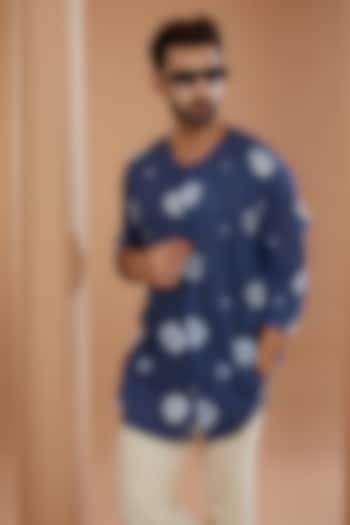 Blue Cotton Tie-Dyed Party Wear Shirt by SANCHIT SHARMA at Pernia's Pop Up Shop