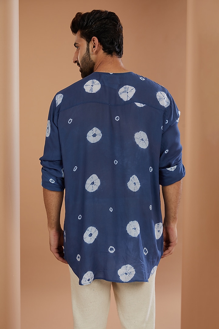 Blue Cotton Tie-Dyed Party Wear Shirt by SANCHIT SHARMA at Pernia's Pop Up Shop
