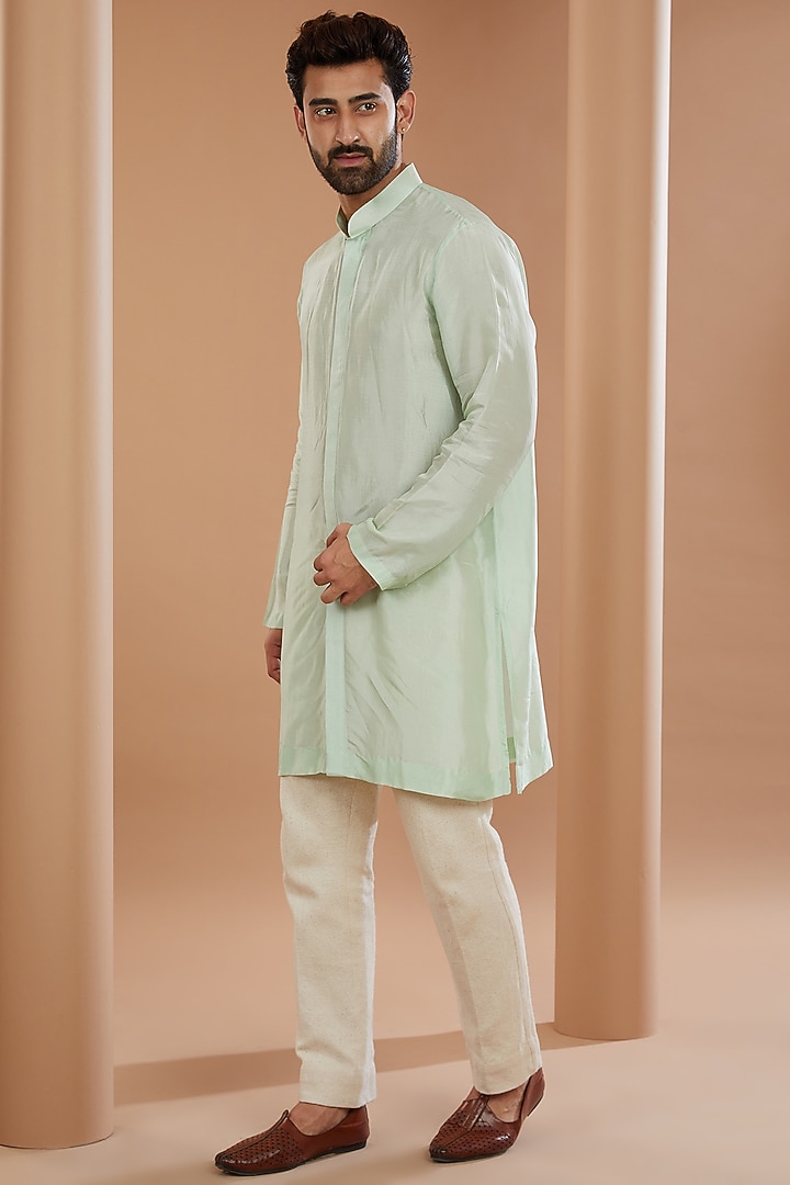 Green Silk Cutdana Embroidered Wedding Indowestern Set by SANCHIT SHARMA at Pernia's Pop Up Shop