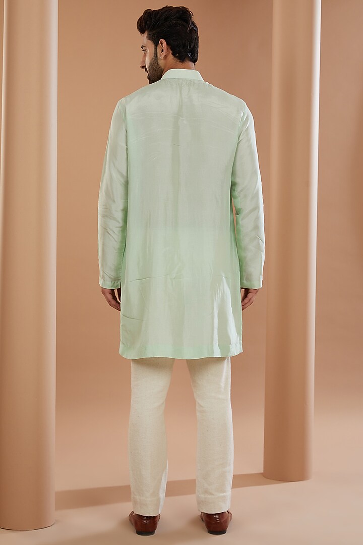 Green Silk Cutdana Embroidered Wedding Indowestern Set by SANCHIT SHARMA at Pernia's Pop Up Shop