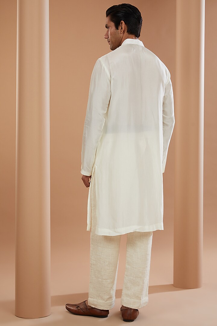Ivory Khadi Chanderi Wedding Indowestern Jacket Set by SANCHIT SHARMA at Pernia's Pop Up Shop