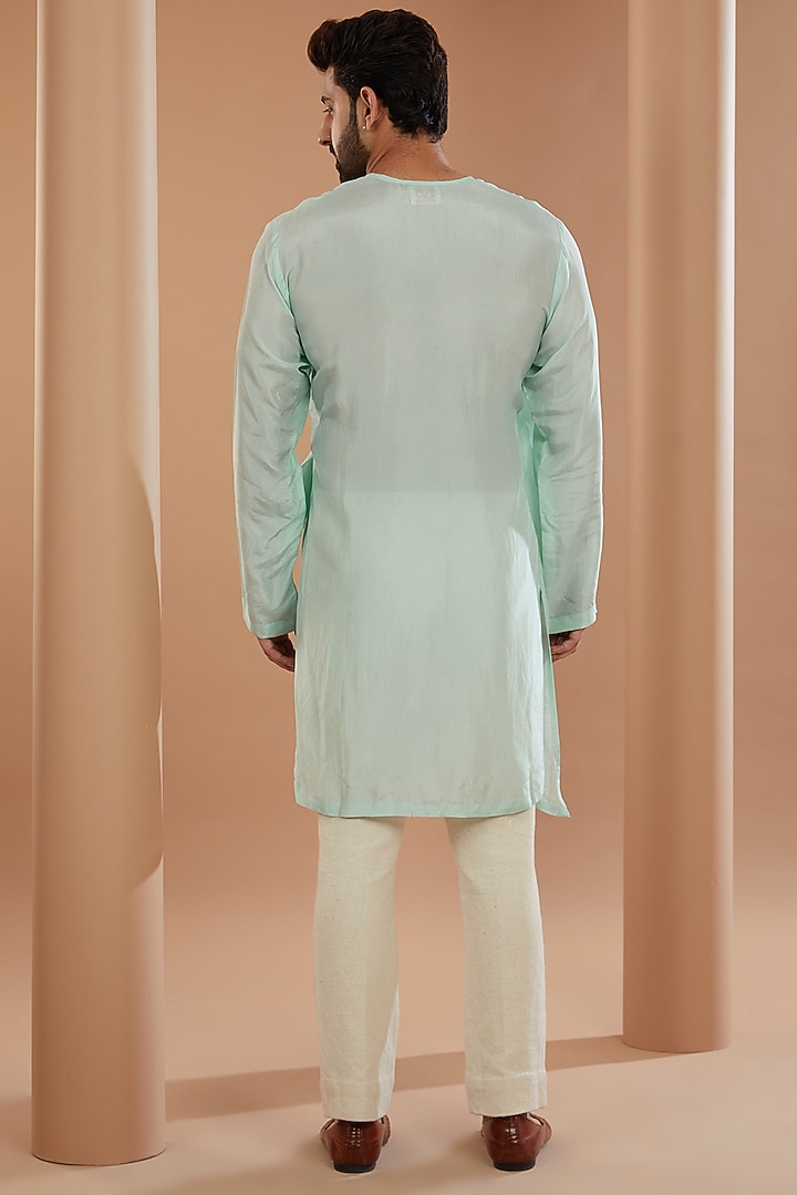 Blue Silk Embroidered Wedding Indowestern Jacket Set by SANCHIT SHARMA at Pernia's Pop Up Shop