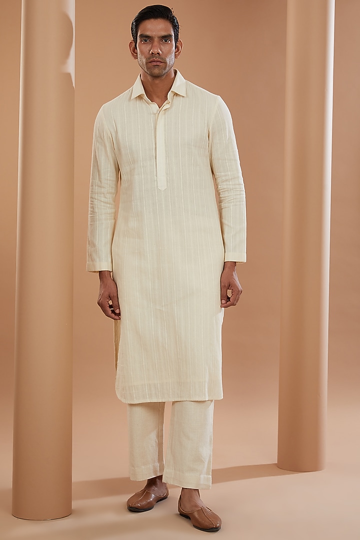 Ivory Khadi Chanderi Wedding Indowestern Jacket Set by SANCHIT SHARMA at Pernia's Pop Up Shop