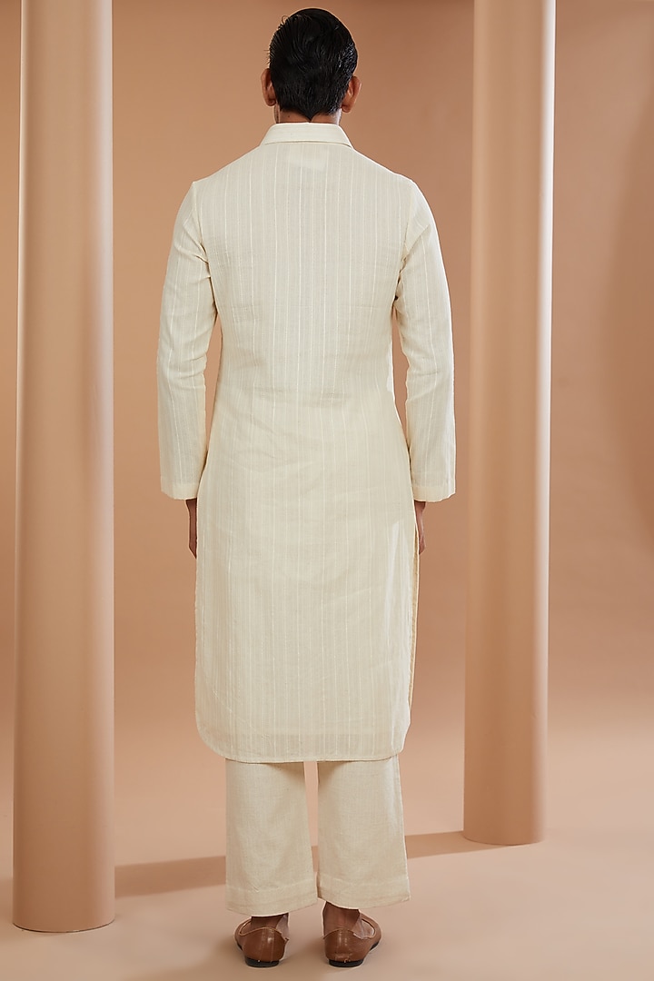Ivory Khadi Chanderi Wedding Indowestern Jacket Set by SANCHIT SHARMA at Pernia's Pop Up Shop