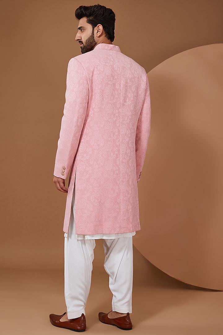 Pink Cotton Khadi Wedding Indowestern Set by SANCHIT SHARMA at Pernia's Pop Up Shop