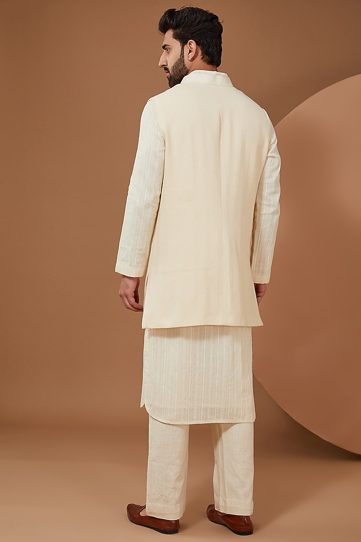 Ivory Cotton Wedding Indowestern Set by SANCHIT SHARMA at Pernia's Pop Up Shop