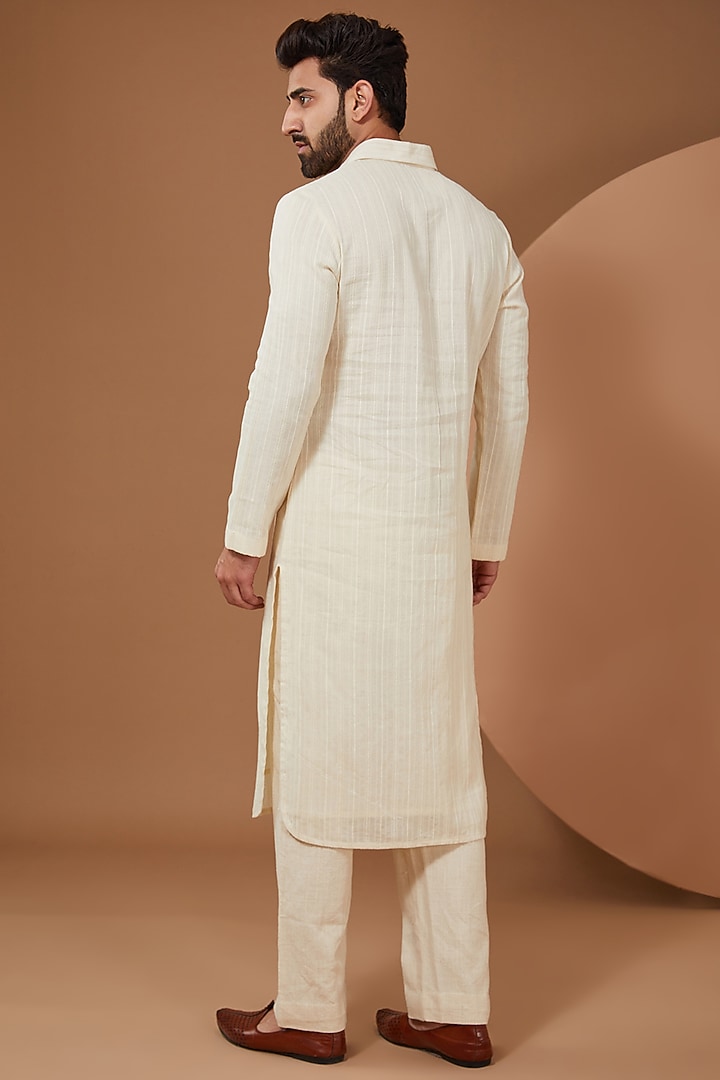 Ivory Cotton Wedding Indowestern Set by SANCHIT SHARMA at Pernia's Pop Up Shop