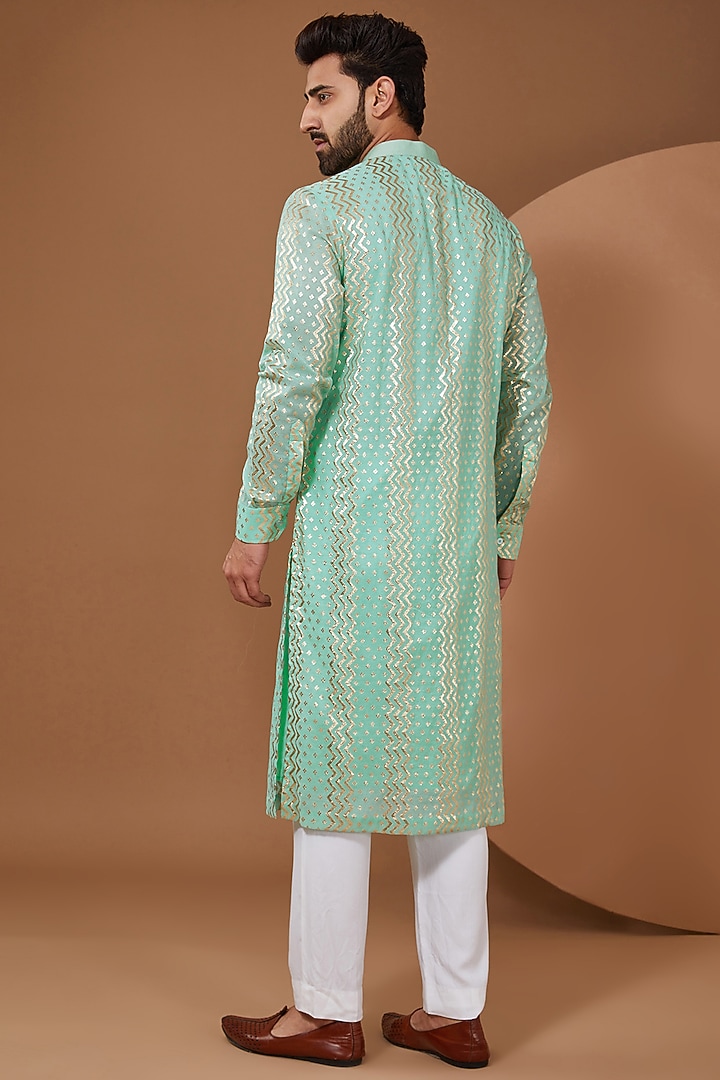 Blue Chanderi Silk Kurta Set by SANCHIT SHARMA at Pernia's Pop Up Shop