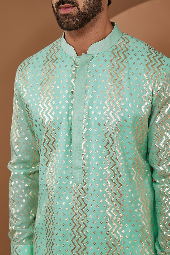 Blue Chanderi Silk Kurta Set by SANCHIT SHARMA at Pernia's Pop Up Shop