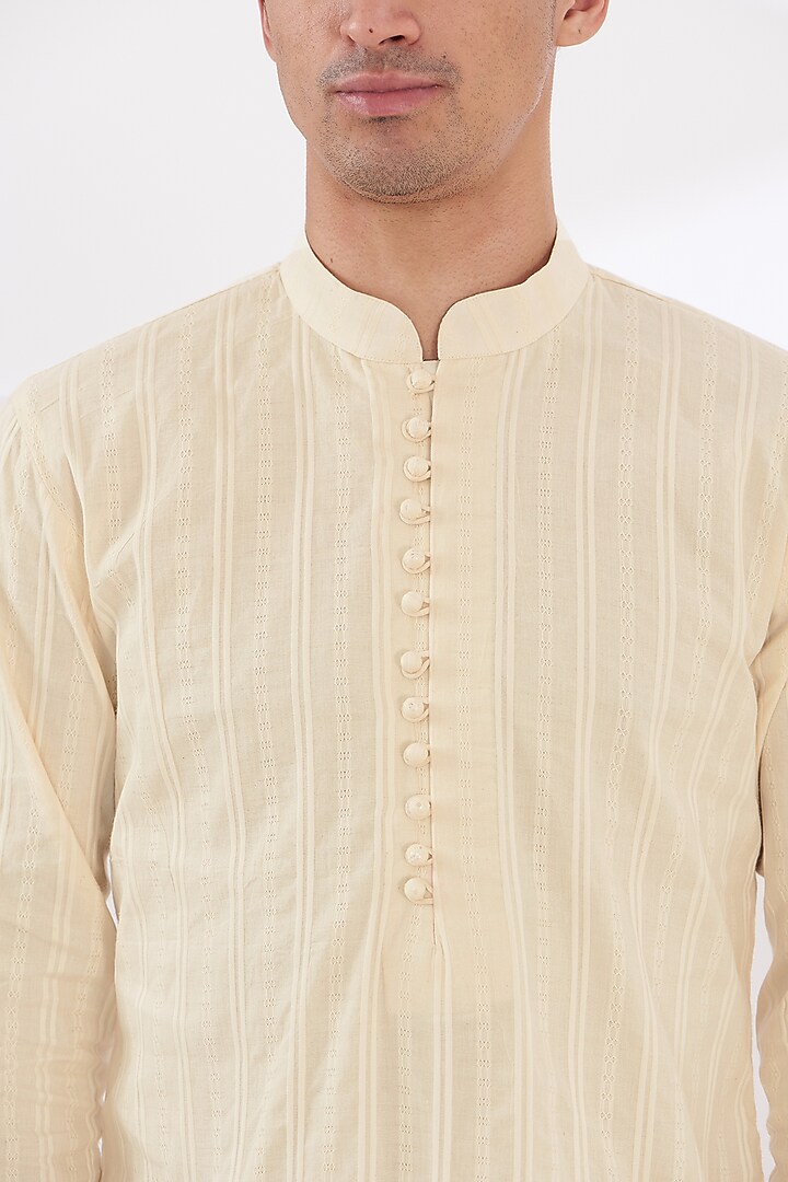 Ivory Chanderi Cotton Kurta Set by SANCHIT SHARMA at Pernia's Pop Up Shop