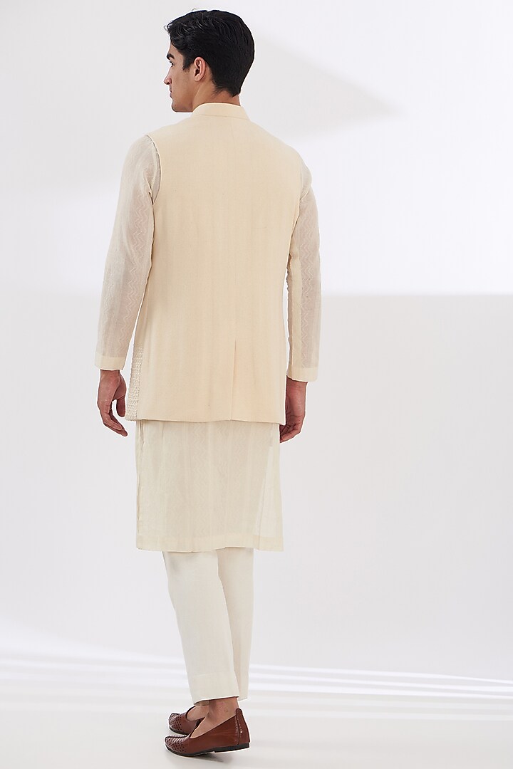 Ivory Chanderi Cotton Wedding Indowestern Set by SANCHIT SHARMA at Pernia's Pop Up Shop