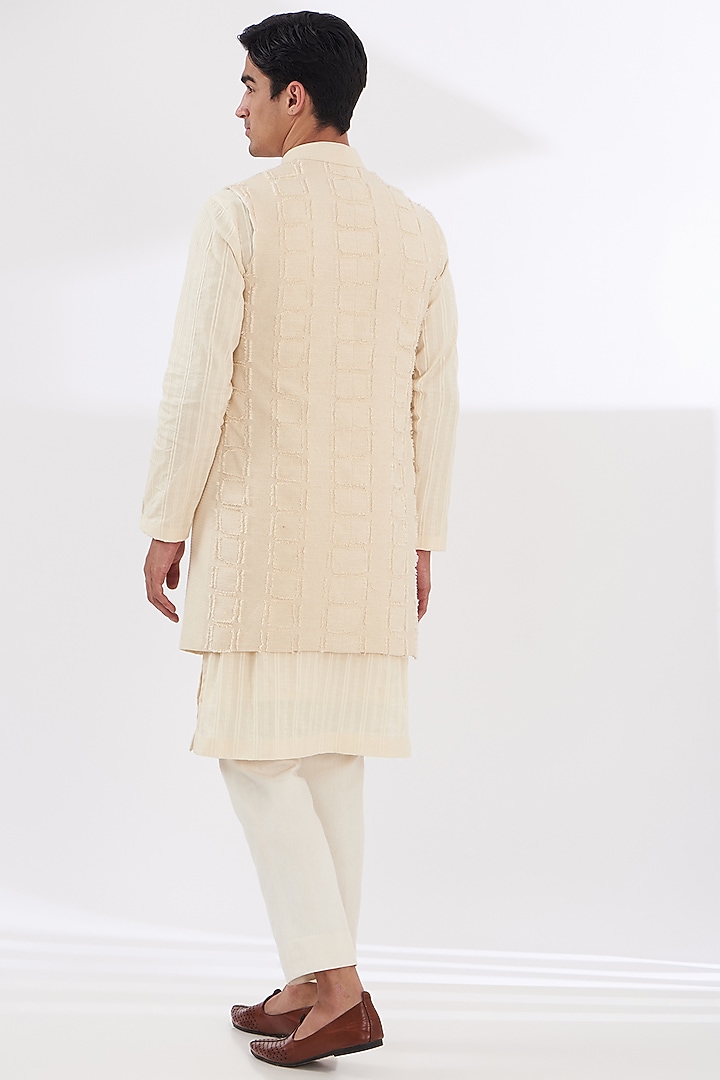 Ivory Chanderi Cotton Wedding Indowestern Set by SANCHIT SHARMA at Pernia's Pop Up Shop