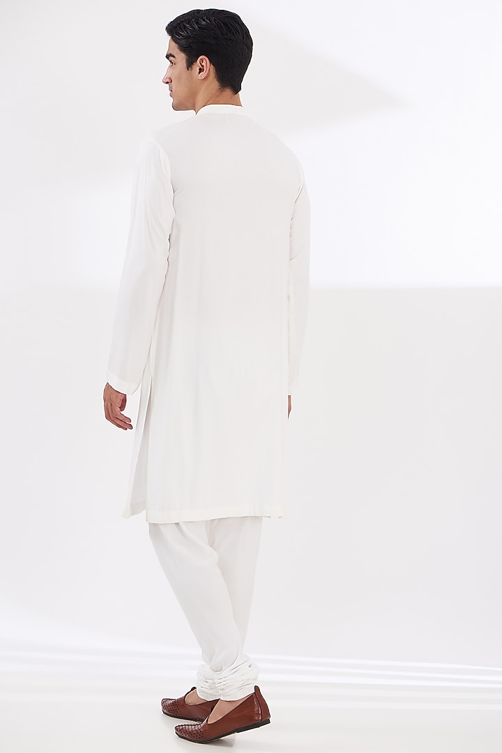 White Chanderi Silk Kurta Set by SANCHIT SHARMA at Pernia's Pop Up Shop