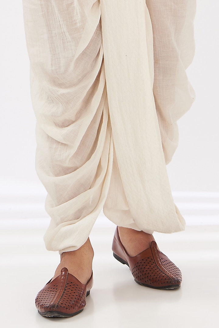 Ivory Chanderi Cotton Dhoti Pants by SANCHIT SHARMA at Pernia's Pop Up Shop