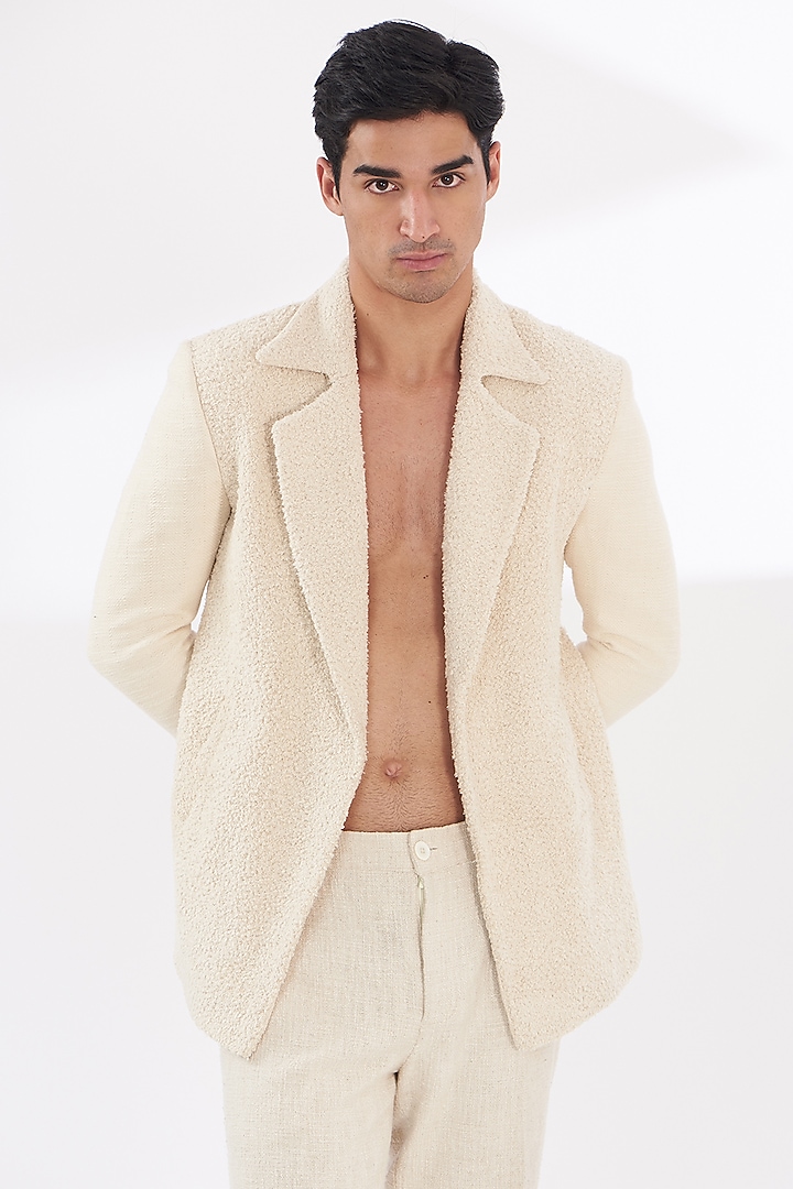 Ivory Silk Blazer Set by SANCHIT SHARMA at Pernia's Pop Up Shop