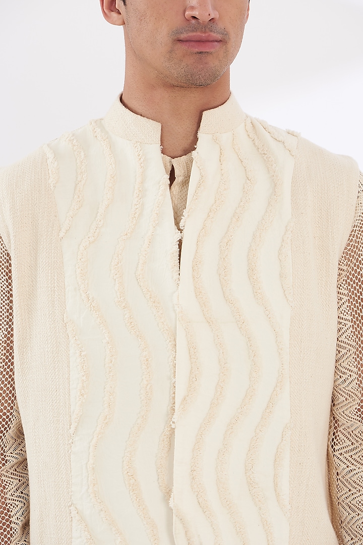 Ivory Khadi Chanderi Wedding Indowestern Set by SANCHIT SHARMA at Pernia's Pop Up Shop