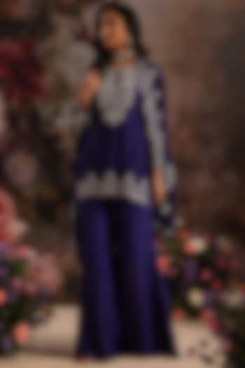 Purple Silk Hand Embroidered Kurta Set by Saniya Sharma at Pernia's Pop Up Shop