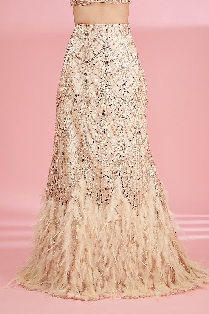 Nyra Gold Embroidered Feather Lehenga Set