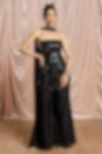 Black Premium Fabric Sharara Set by Saanjh by Lea at Pernia's Pop Up Shop