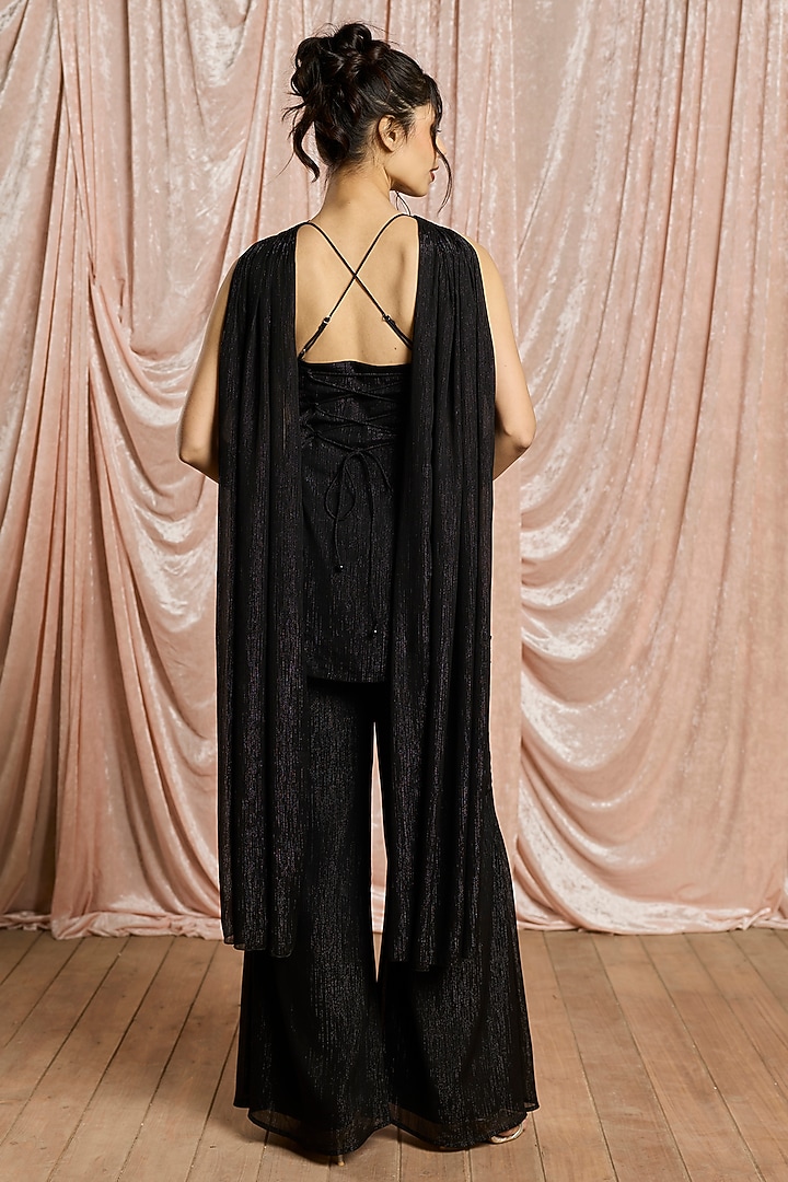 Black Premium Fabric Sharara Set by Saanjh by Lea at Pernia's Pop Up Shop