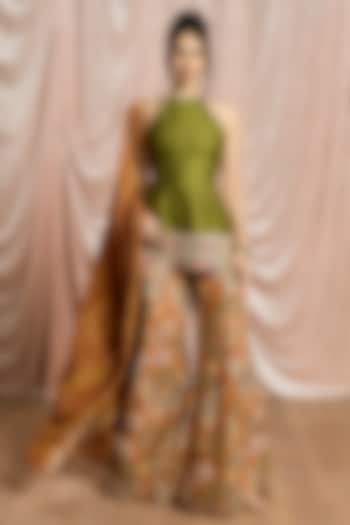 Multi-Colored Premium Fabric Sharara Set by Saanjh by Lea at Pernia's Pop Up Shop