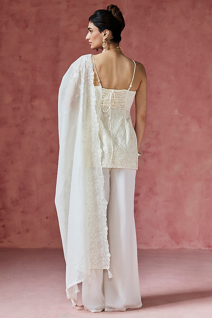 Ivory Modal Sharara Set by Saanjh by Lea at Pernia's Pop Up Shop