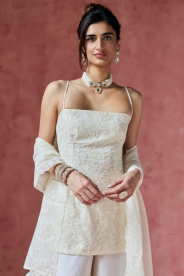 Ivory Modal Sharara Set by Saanjh by Lea at Pernia's Pop Up Shop