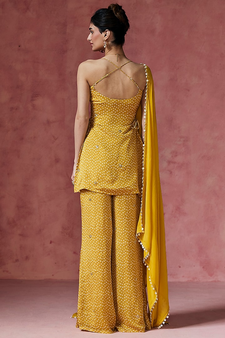 Mustad Bandhani Sharara Set by Saanjh by Lea at Pernia's Pop Up Shop