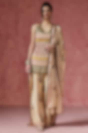 Multi-Colored Modal Printed Sharara Set by Saanjh by Lea at Pernia's Pop Up Shop