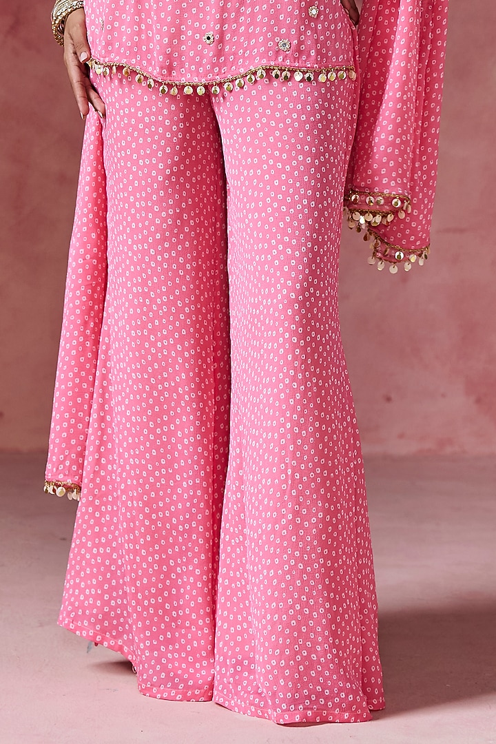 Pink Bandhani Sharara Set by Saanjh by Lea at Pernia's Pop Up Shop