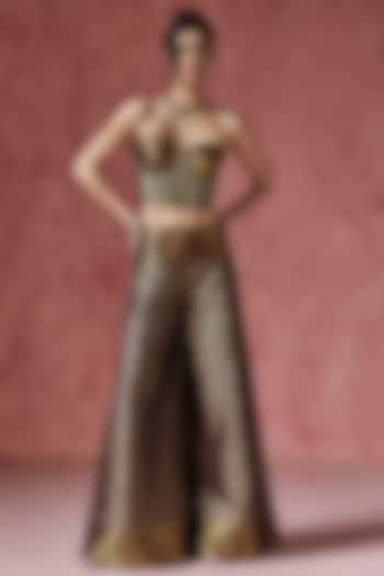 Bronze Banarasi Sharara Set by Saanjh by Lea at Pernia's Pop Up Shop