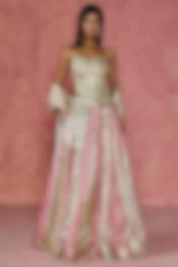 Multi-Colored Brocade Lehenga Set by Saanjh by Lea at Pernia's Pop Up Shop