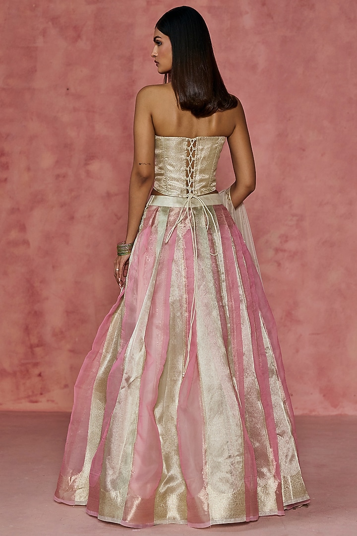 Multi-Colored Brocade Lehenga Set by Saanjh by Lea at Pernia's Pop Up Shop