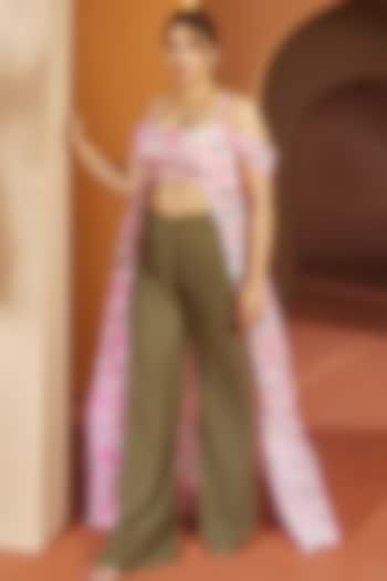 Pink Cotton Floral Printed Kurta Set by Saanjh by Lea at Pernia's Pop Up Shop