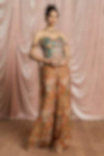 Multi-Colored Brocade Floral Motifs Sharara Set by Saanjh by Lea at Pernia's Pop Up Shop