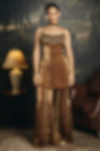 Gold Organza Sharara Set by Saanjh by Lea at Pernia's Pop Up Shop