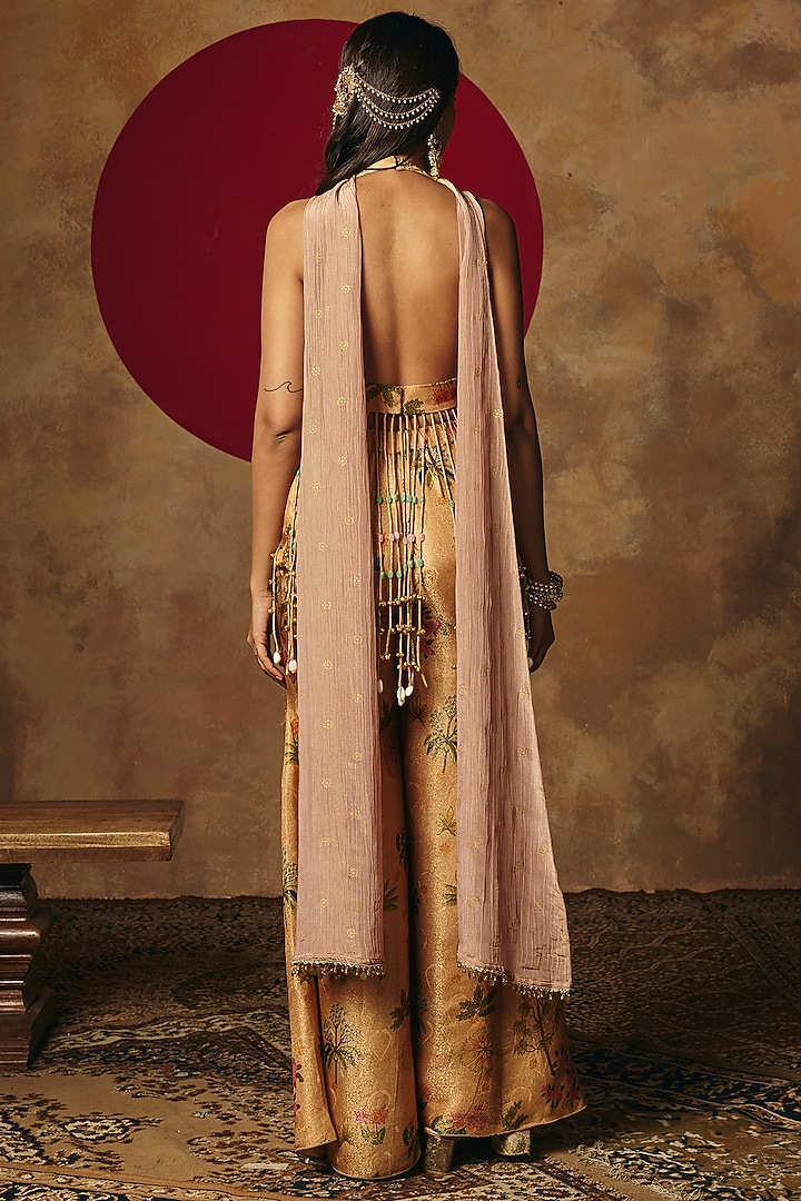 Yellow Tissue Wedding Sharara Set by Saanjh by Lea at Pernia's Pop Up Shop