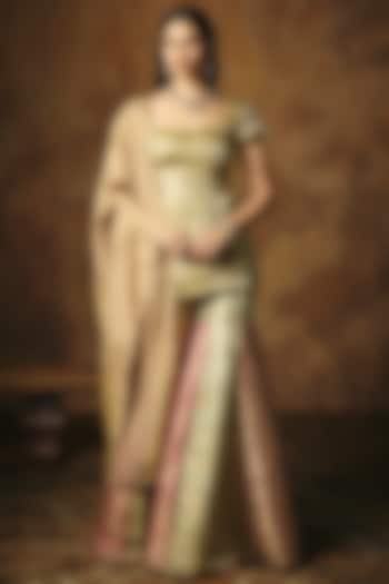 Multi-Colored Brocade Wedding Sharara Set by Saanjh by Lea at Pernia's Pop Up Shop