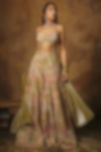 Green Tissue Gharara Set by Saanjh by Lea at Pernia's Pop Up Shop