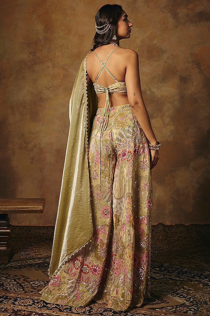 Green Tissue Gharara Set by Saanjh by Lea at Pernia's Pop Up Shop