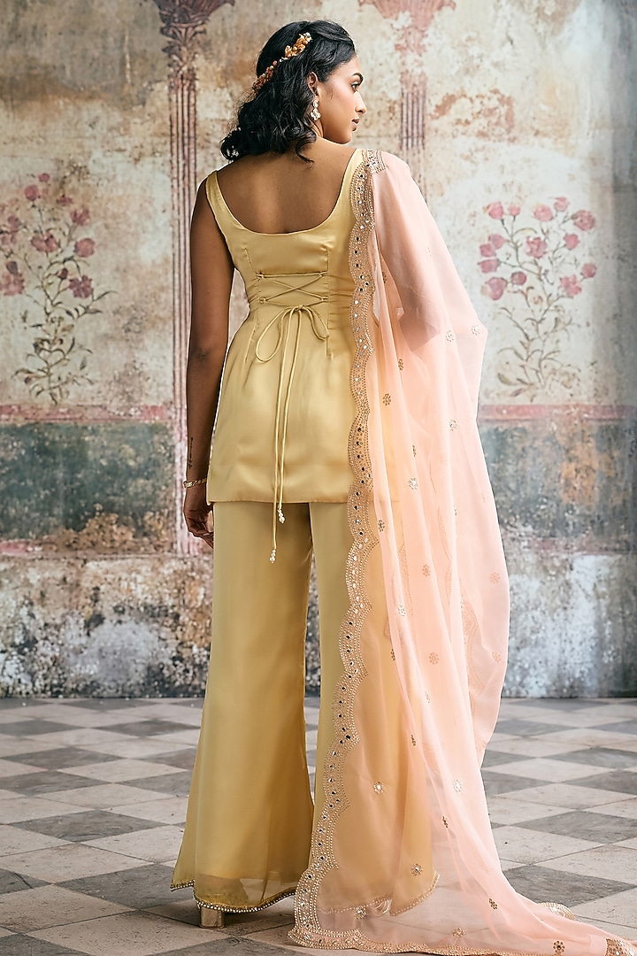 Yellow Silk Wedding Sharara Set by Saanjh by Lea at Pernia's Pop Up Shop