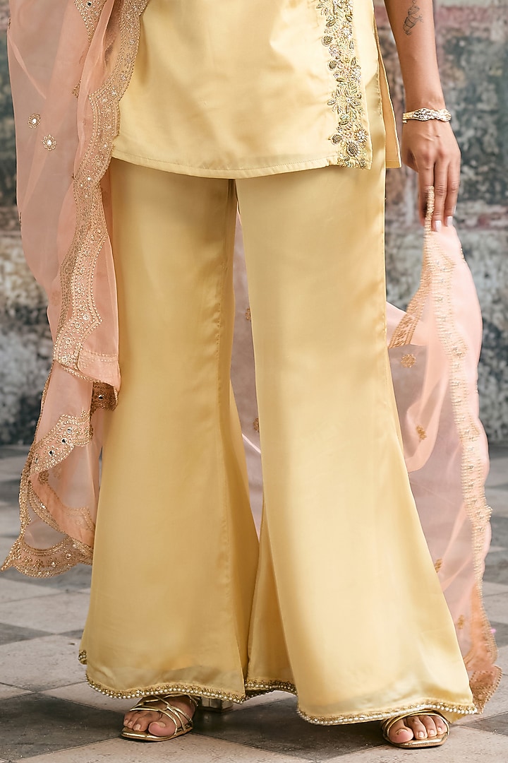 Yellow Silk Wedding Sharara Set by Saanjh by Lea at Pernia's Pop Up Shop