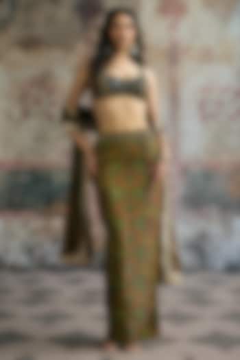 Multi-Colored Modal Satin Printed Draped Skirt Set by Saanjh by Lea at Pernia's Pop Up Shop