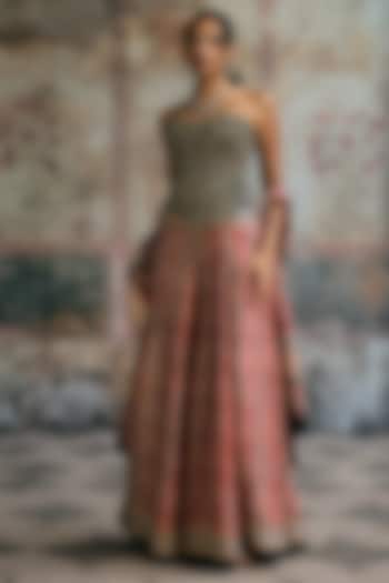 Multi-Colored Modal Satin Printed Gharara Set by Saanjh by Lea at Pernia's Pop Up Shop