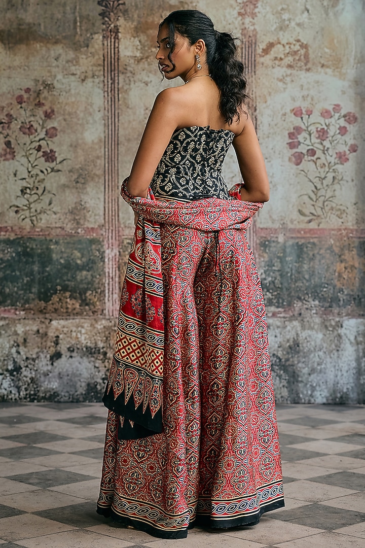 Multi-Colored Modal Satin Printed Gharara Set by Saanjh by Lea at Pernia's Pop Up Shop