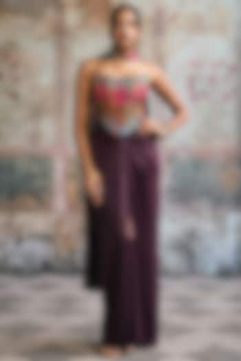 Purple Shine Spandex Wrap Skirt Set by Saanjh by Lea at Pernia's Pop Up Shop