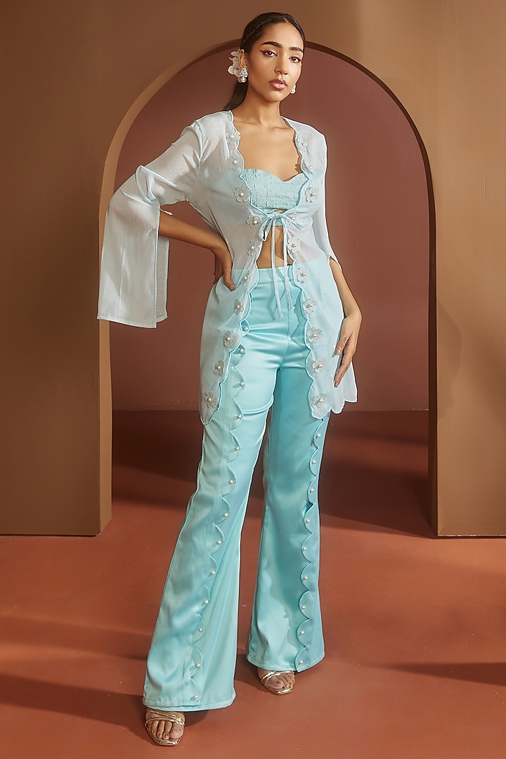 Tangerine Satin Palazzo Pant Set With Cape Design by Deme by Gabriella at  Pernia's Pop Up Shop 2024